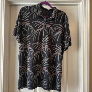 Travis Mathew XL Black Tropical Print Kiva Dunes Embroidered Polo